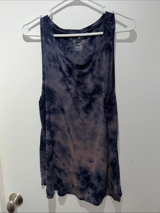 American Eagle Outfitters Tops - American Eagle Outfitters Tie-Dye Scoop Tank Top - Navy & Blush